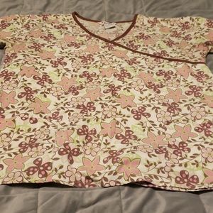 Floral Print Women's Scrub Top